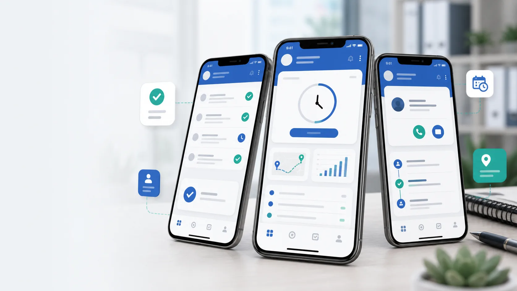 Mobile CRM app for field visits attendance approvals and GPS route updates